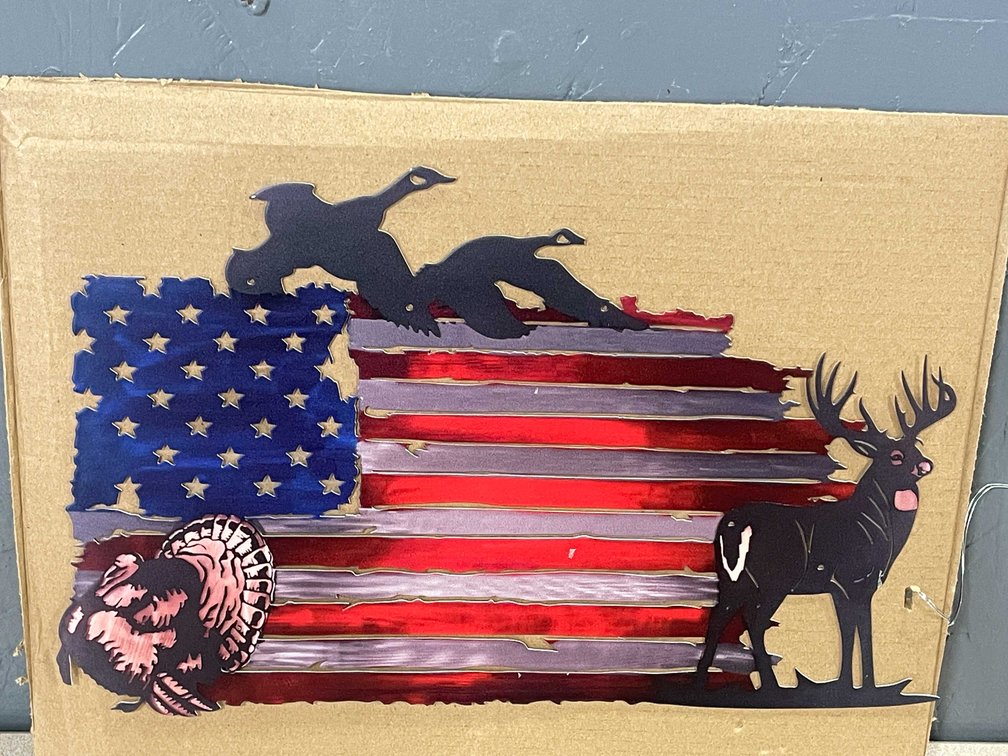 Laser Cut Metal Sign of a Turkey, Deer and Geese (T2)