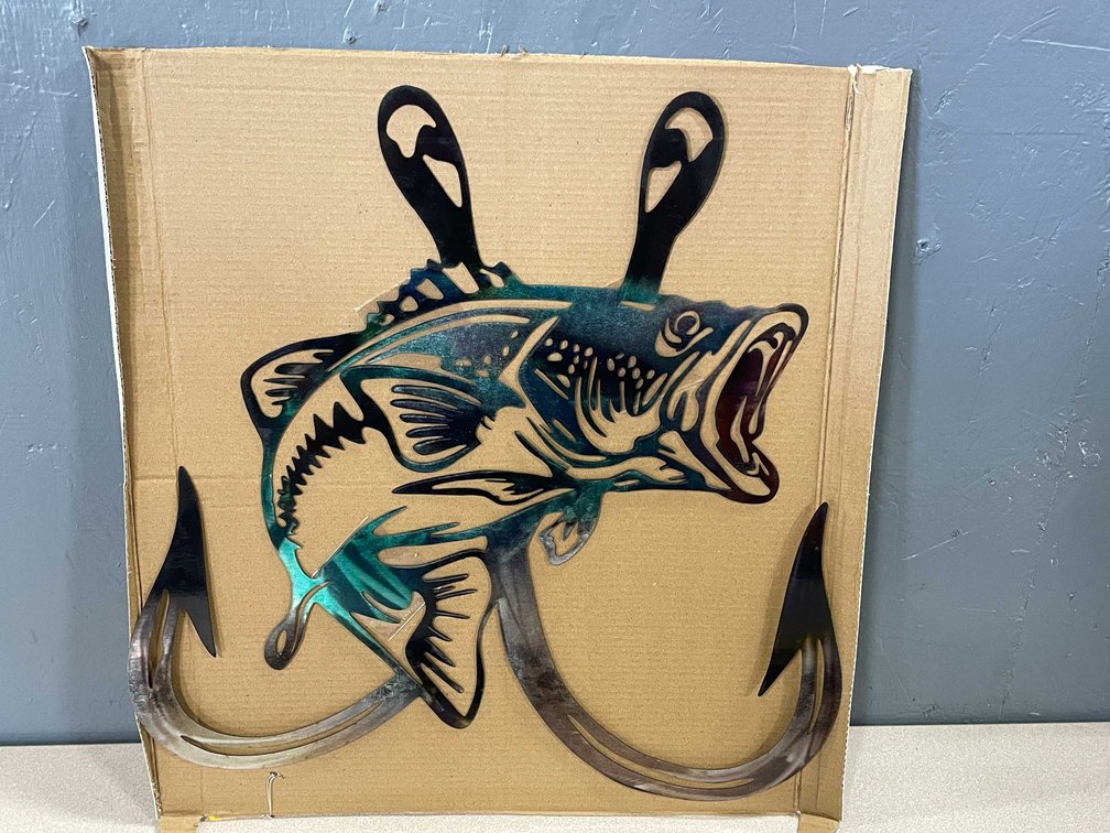Laser Cut Metal Sign of a Bass (T2)
