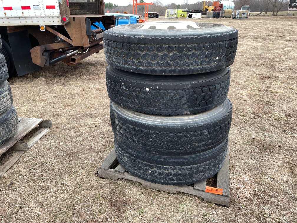 (4) Semi Tires on Aluminum Rims