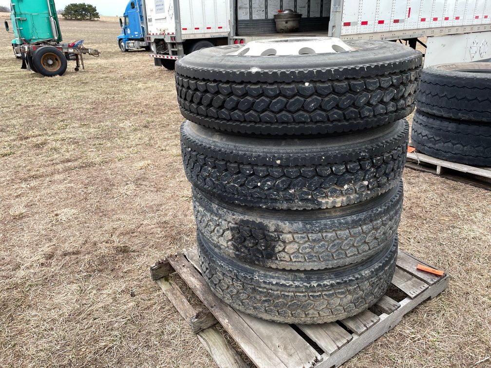 (4) Semi Tires on Aluminum Rims