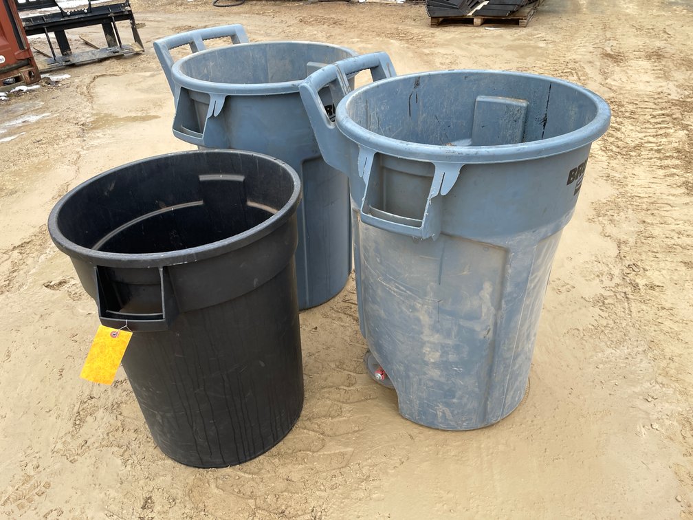 (3) Poly Trash Barrels