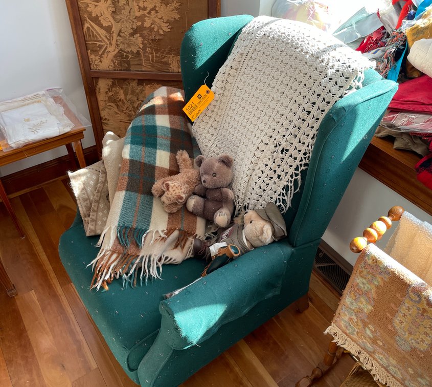 Upholstered Chair with Contents