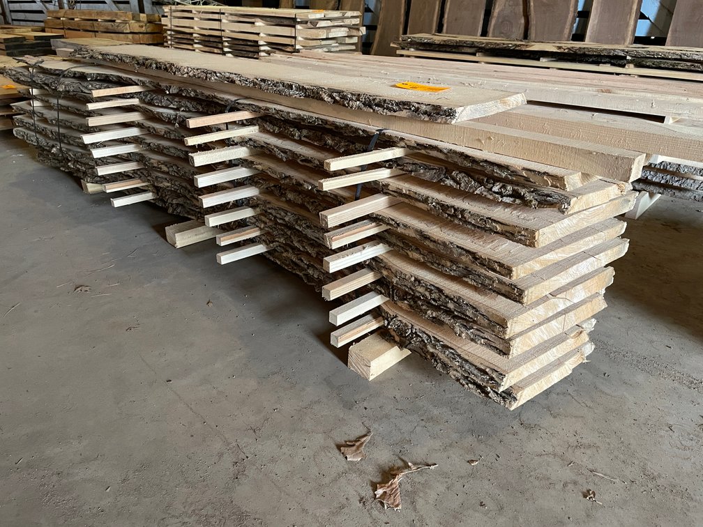 Stack of Live Edge Ash Slabs