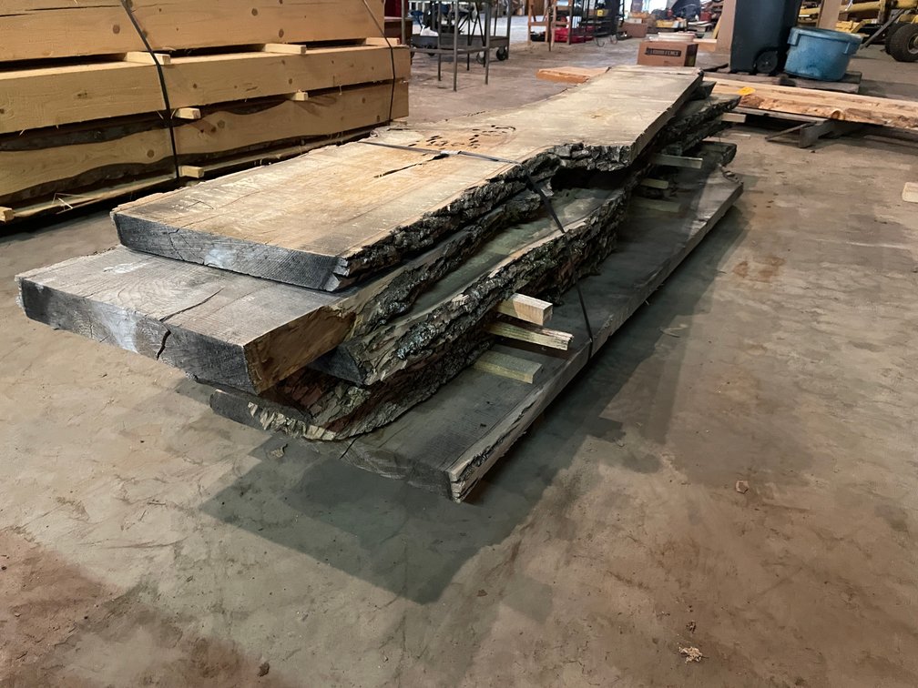 Stack of Live Edge Ash Lumber