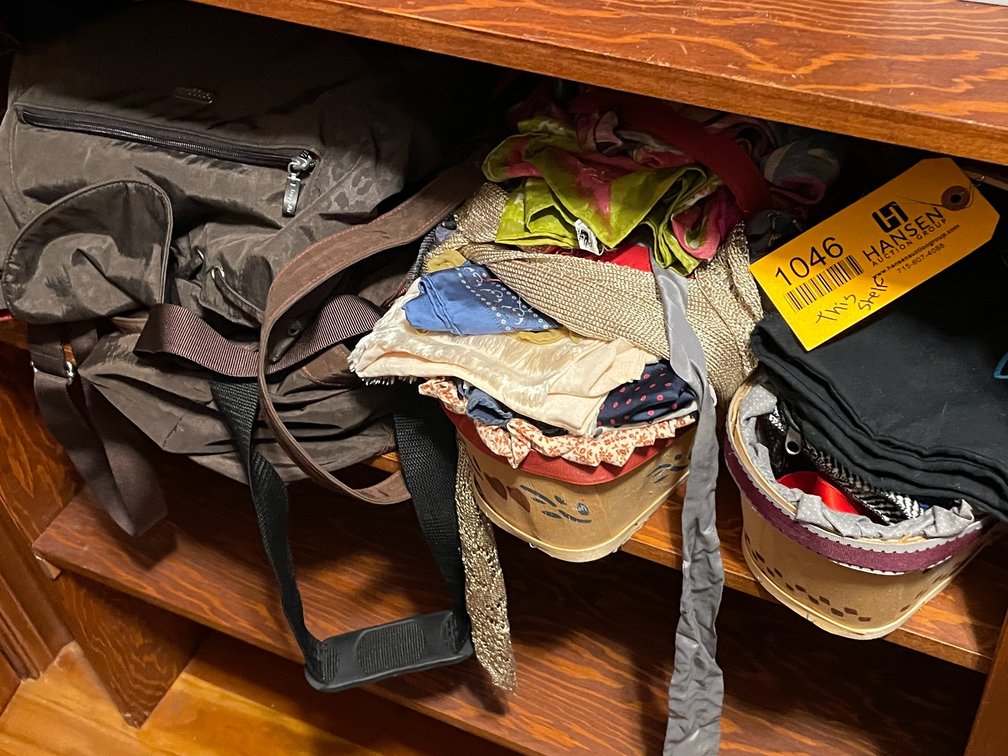 Various Scarves, Bags, Baskets, and More