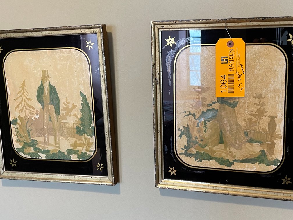 Two Vintage Pictures and Mirror