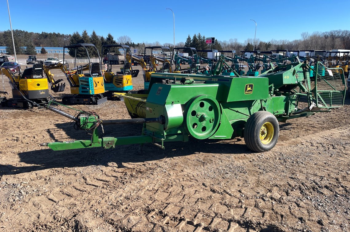 John Deere 328 Baler with John Deere 40 Thrower (Princeton, MN)