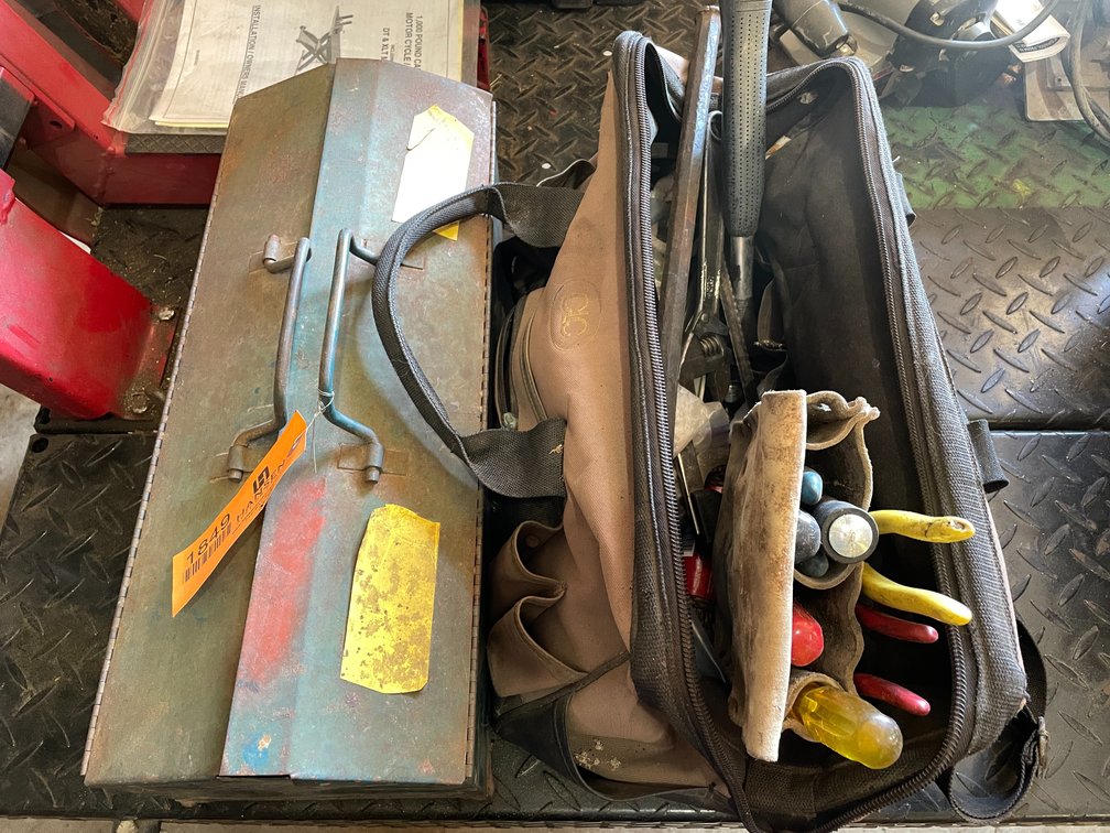 Metal Toolbox and Cloth Tool Bag with Contents
