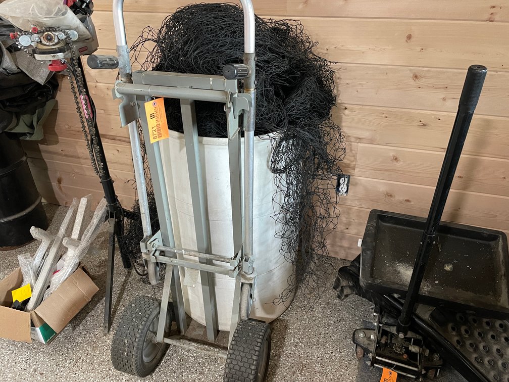 (2) Wheeled Dolly and Barrel of Netting