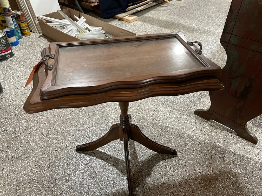 Vintage Side Table with Serving Tray