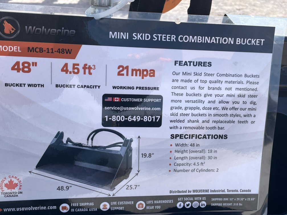 Unused 2026 Mini Skid Steer Combination Bucket Attachments