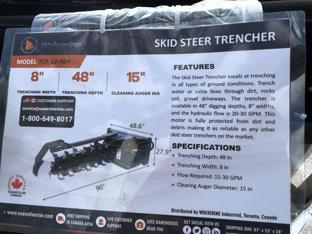 Unused 2026 Wolverine Skid Steer Trencher Attachment