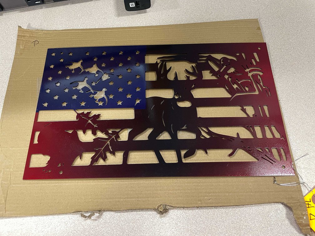 Laser Cut Metal Of US Flag And Wildlife (T2)