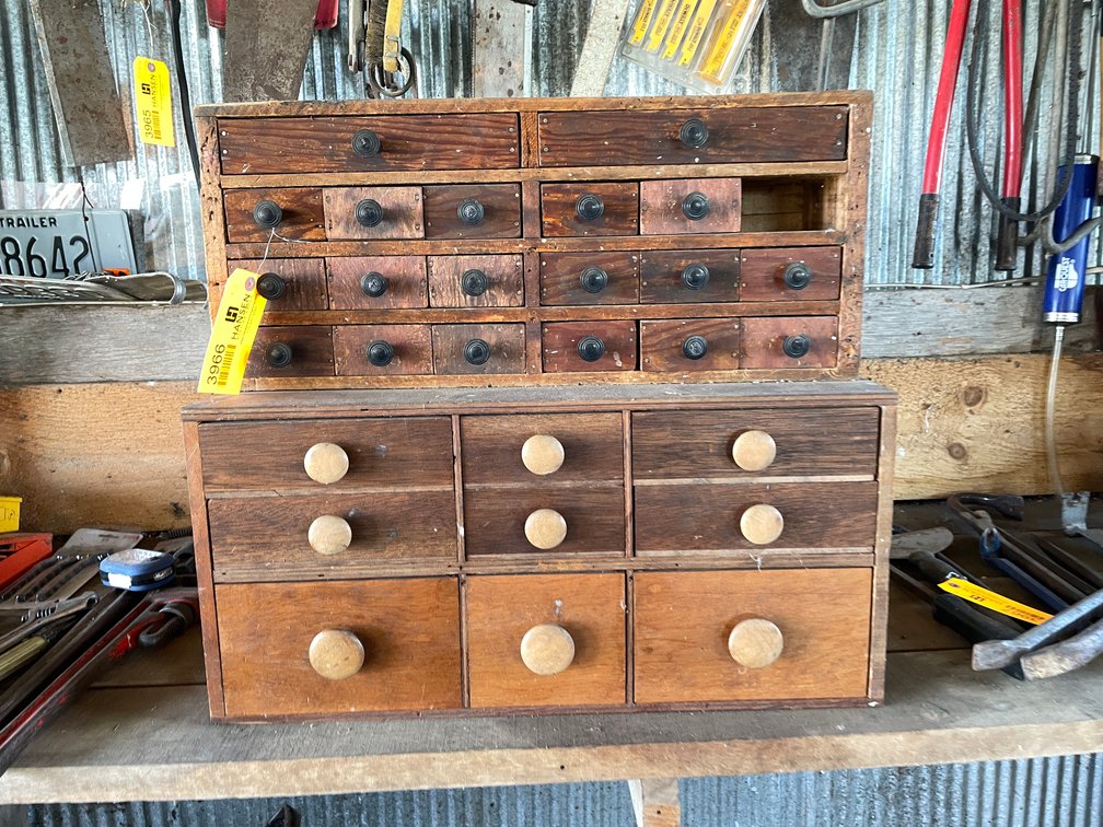 (2) Wooden Small Hardware Organizers