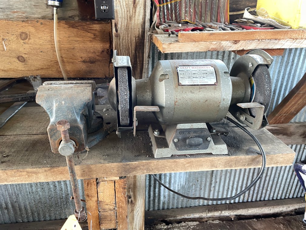 Craft Machinery Bench Grinder and Powr Kraft Bench Vise