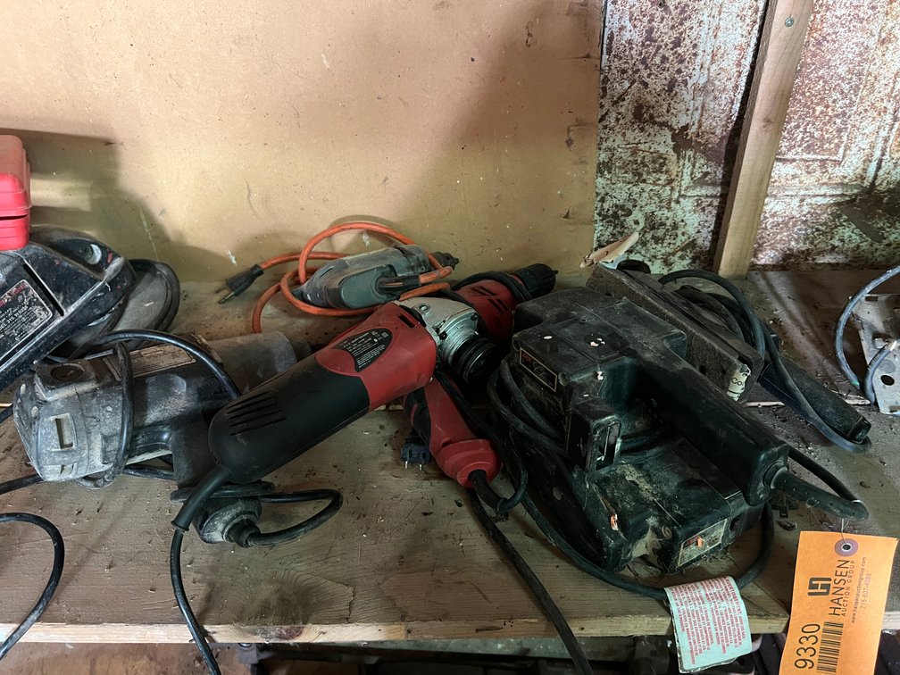 Corded Grinder, Corded 1/2" Impact, (2) Corded Drills, (2) Corded Sanders