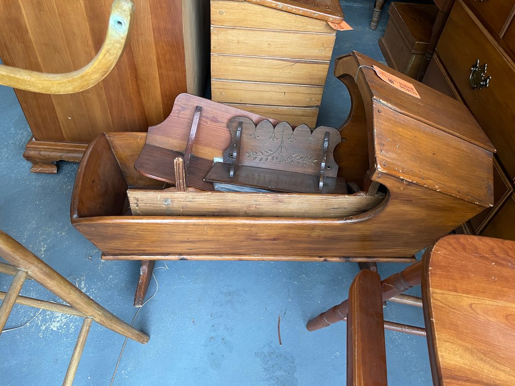 Wooden Bassinet with Wall Mount Shelves