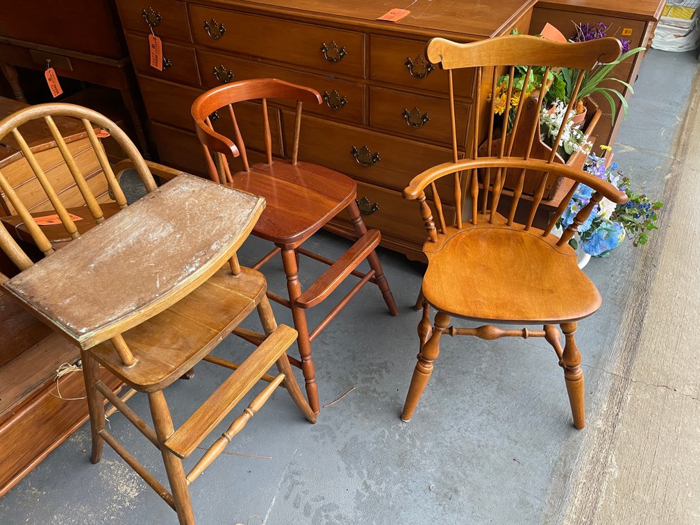 (2) High Chairs and (1)  Wooden Dining Chair