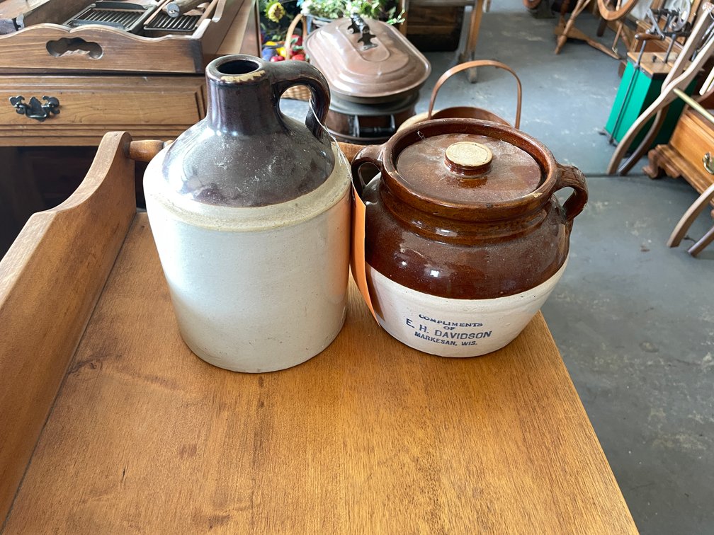Stoneware Bean Pot and Half Gallon Jug