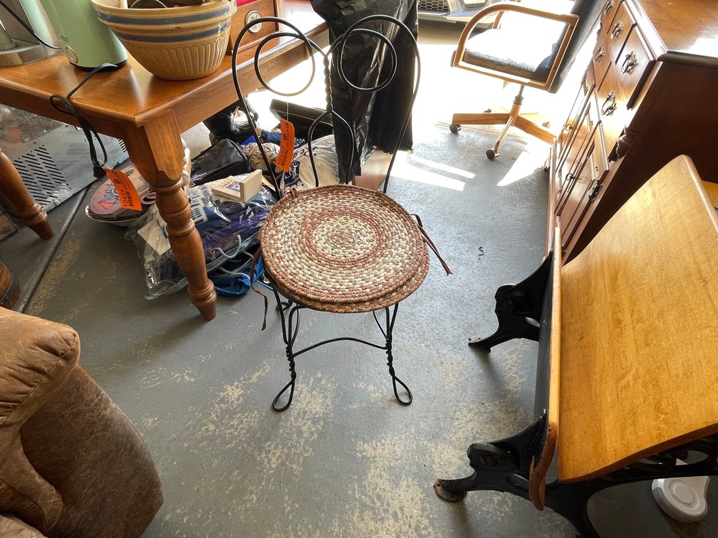 Vintage Black Wrought Iron Ice Cream Parlor Chair
