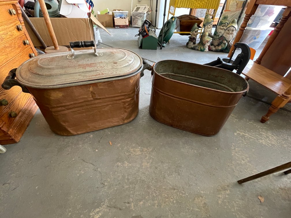 (2) Copper Boiler Wash Tubs
