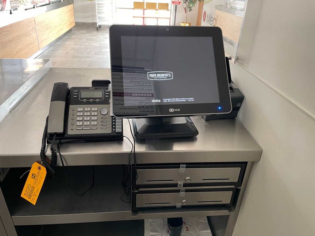 NCR Checkout Unit, RCA Telephone, and 2 Cash Boxes