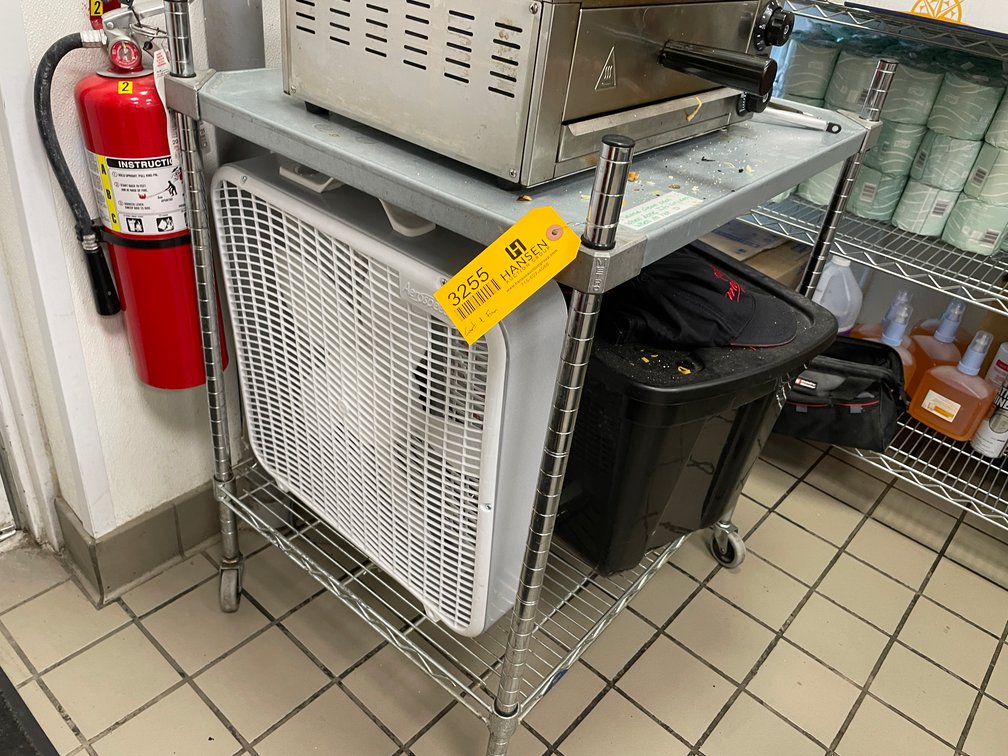 Metal 4 Wheel Cart With Box Fan