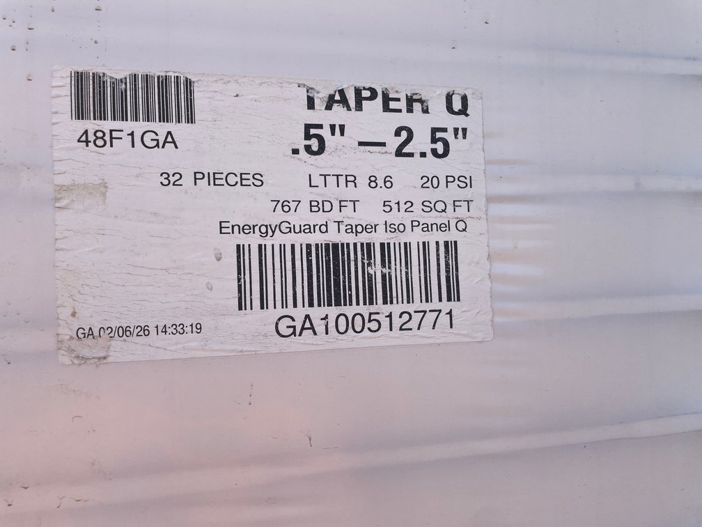 (32 Sheets) Taper Q .50"- 2.50" Thick GAF Energy Guard PolyISO