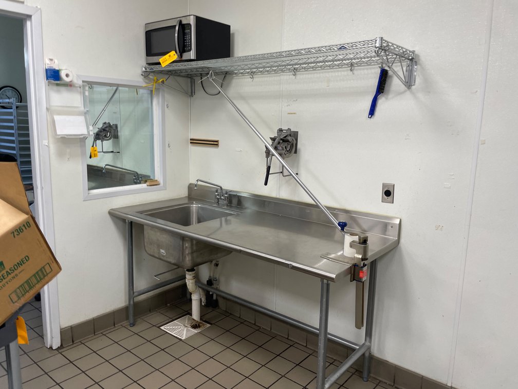 Stainless Steel Sink and Wire Shelf