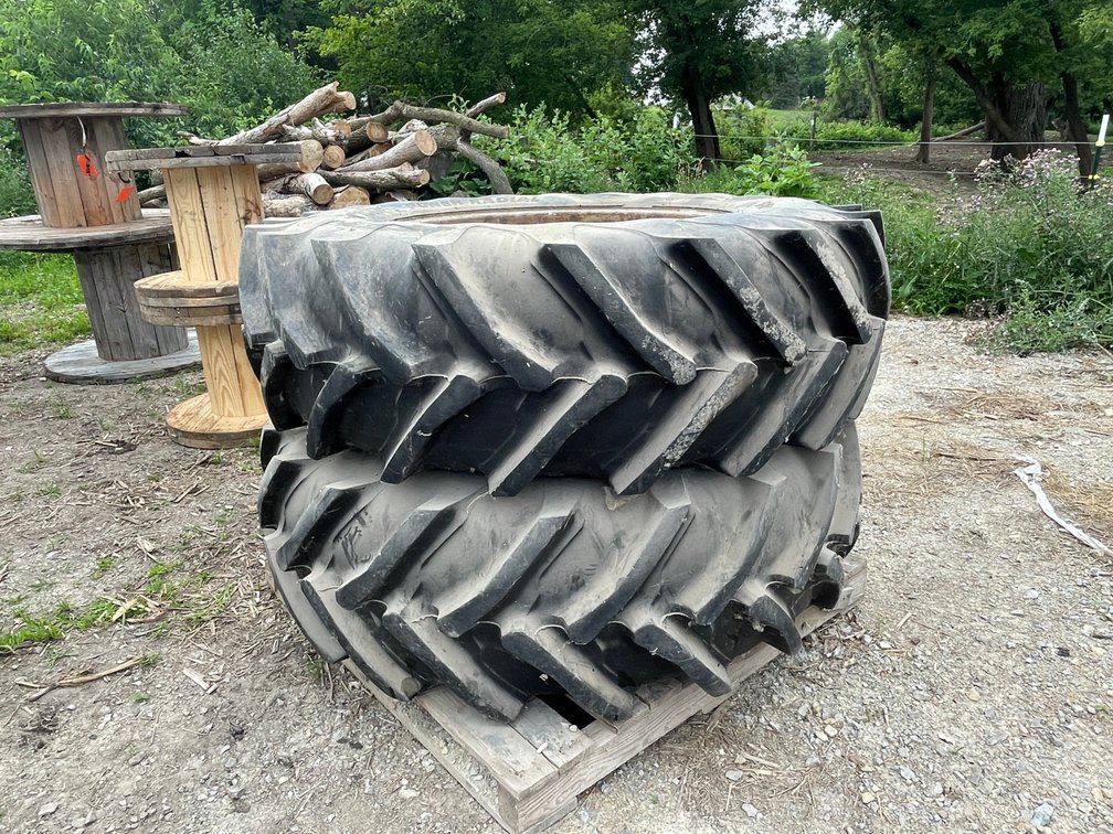 (2) 18.4R34 Rear Tractor Tires and Rims