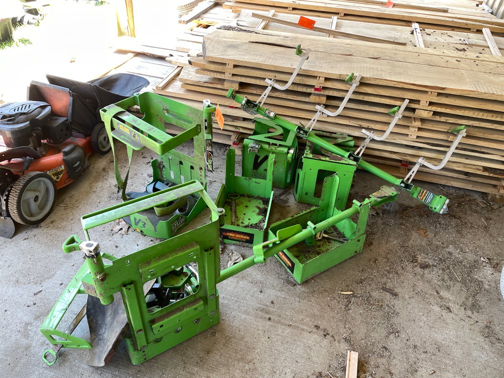 Assortment of Green Tough Ind. Trailer Racks and Cages