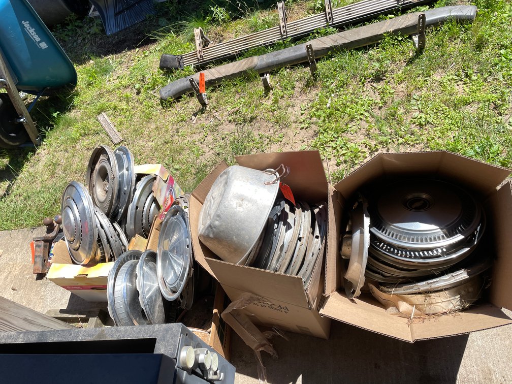 Assortment of Vintage Hubcaps