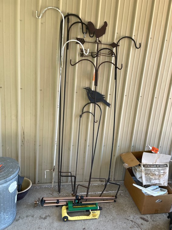Metal Flower Pot Hangers and Lawn Sprinklers