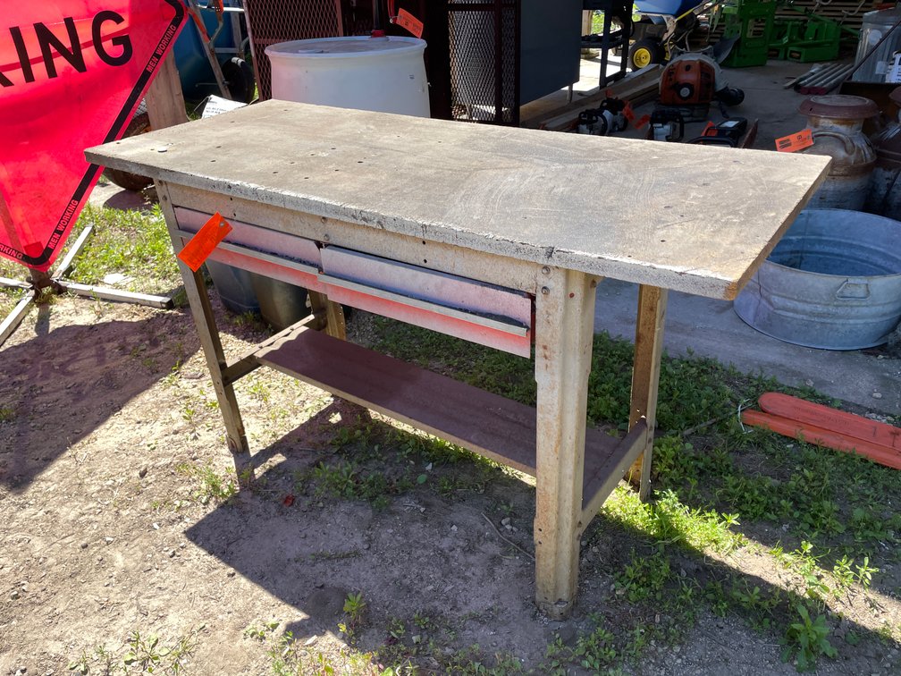 Metal Framed Wood Top Work Table