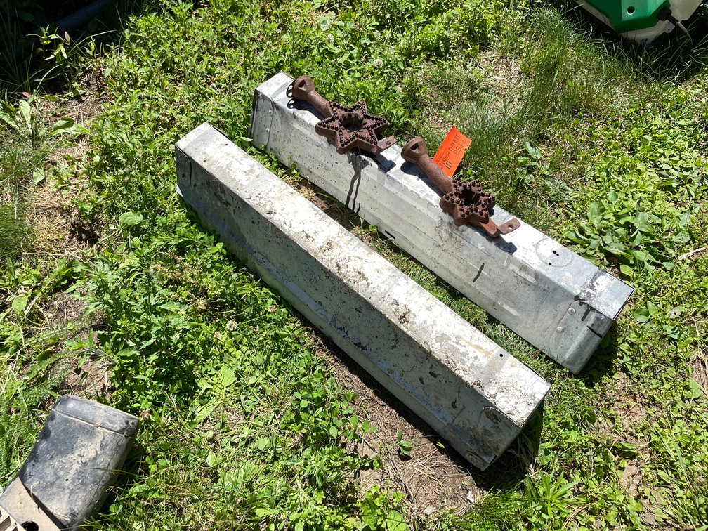 (2) Metal Collapsible Sawhorses and (2) Cast Iron Burners