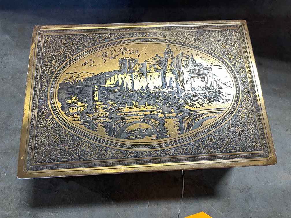 Vintage Large Brass Whitman Chocolate Tin Full Of Marbles (T5)