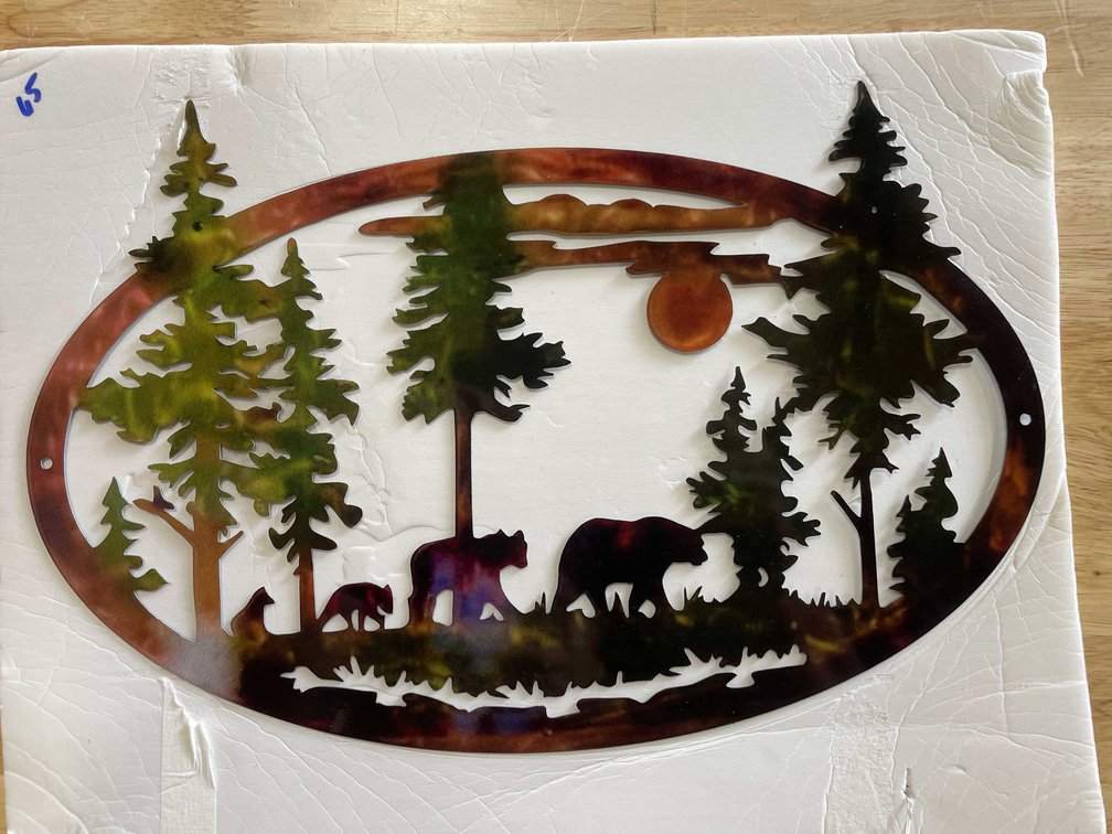Laser Cut Metal Sign Of A Bear Family (T2)