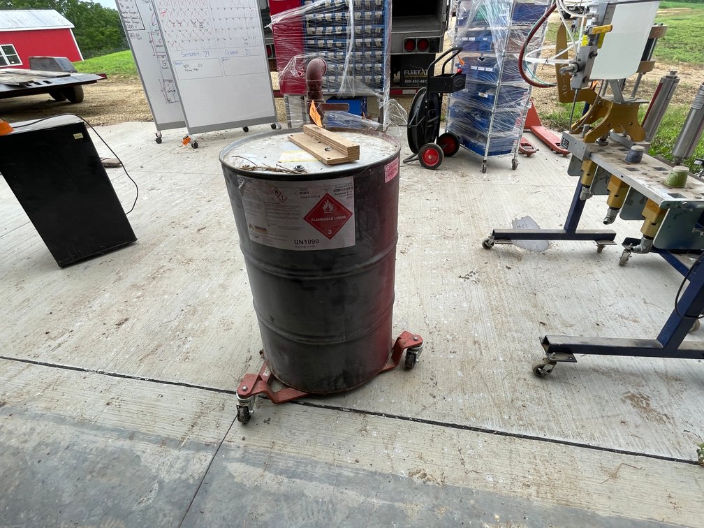 Empty Acetone Barrel with Barrel Cart
