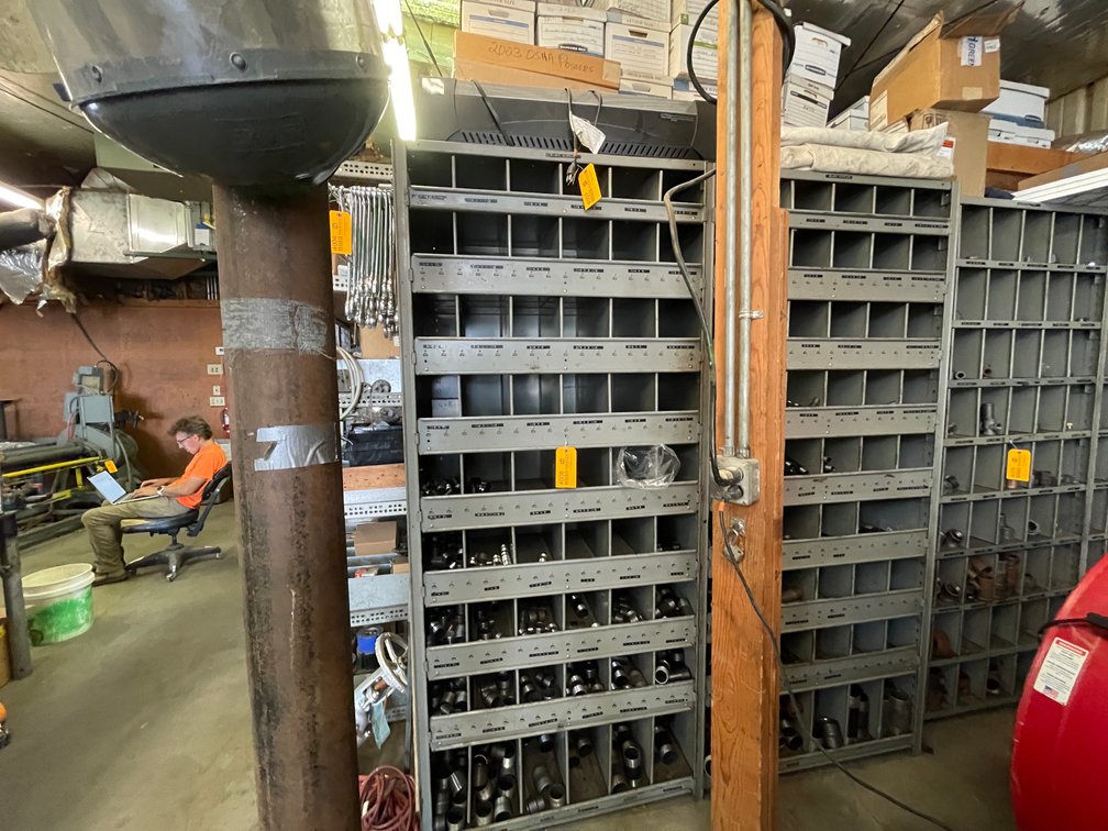 Large Metal Organizing Rack with Various Size Nipple Fittings