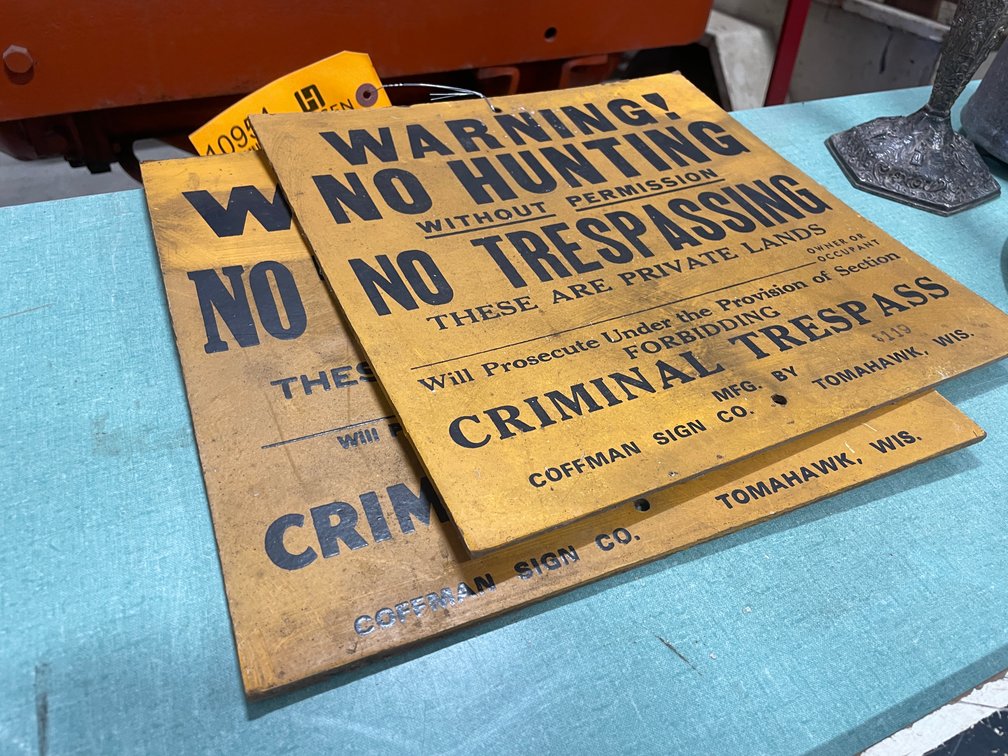 (2) Vintage "No Trespassing" Signs (Fort Atkinson, WI)