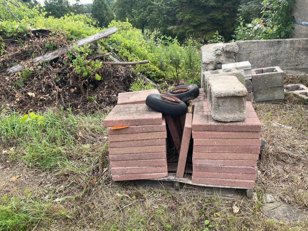 Pallet of Red Concrete Blocks