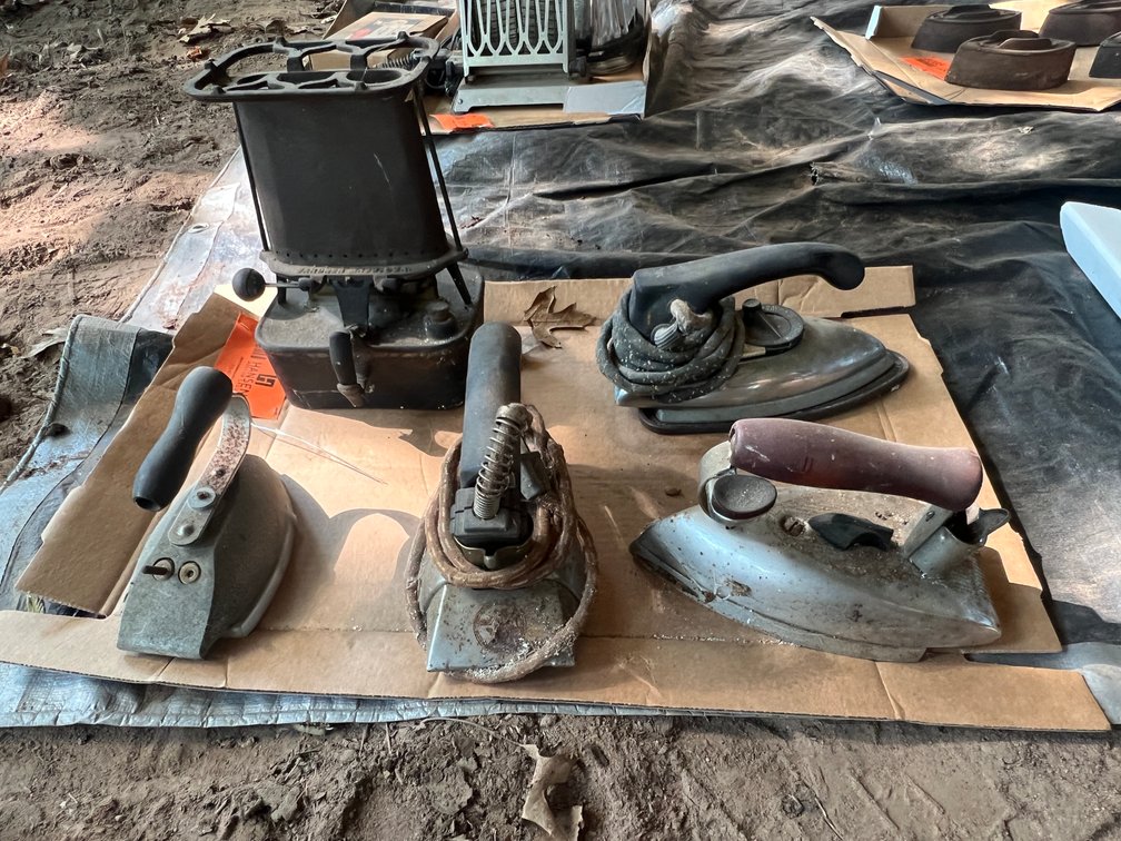 (4) Antique Irons and Toaster