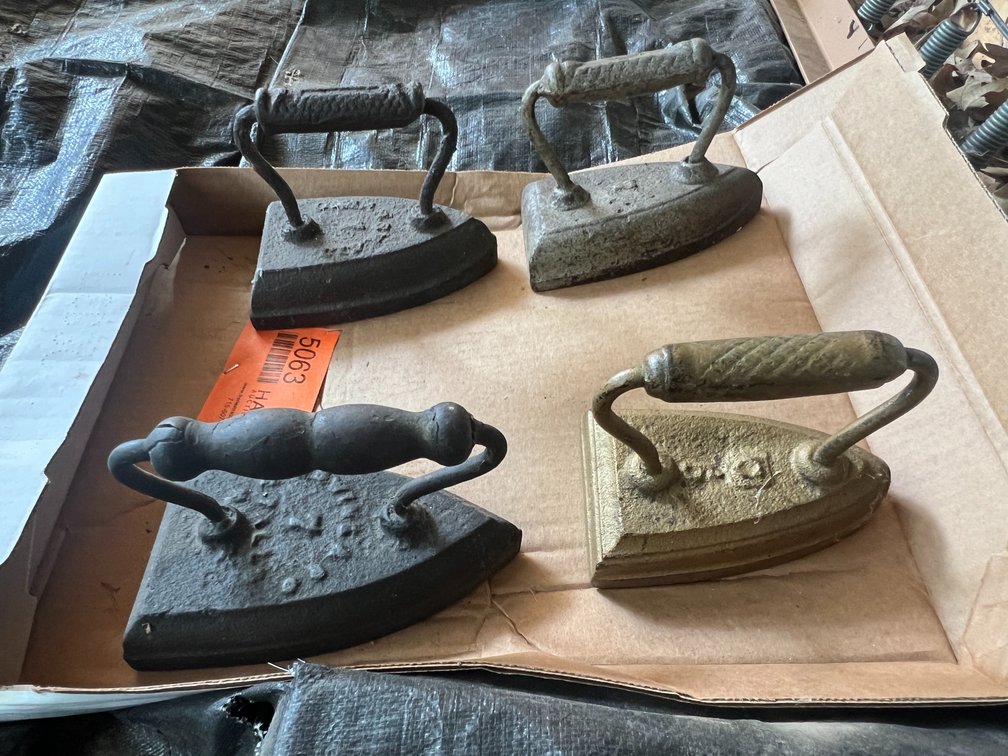 (4) Antique Sad Irons with Fixed Handles