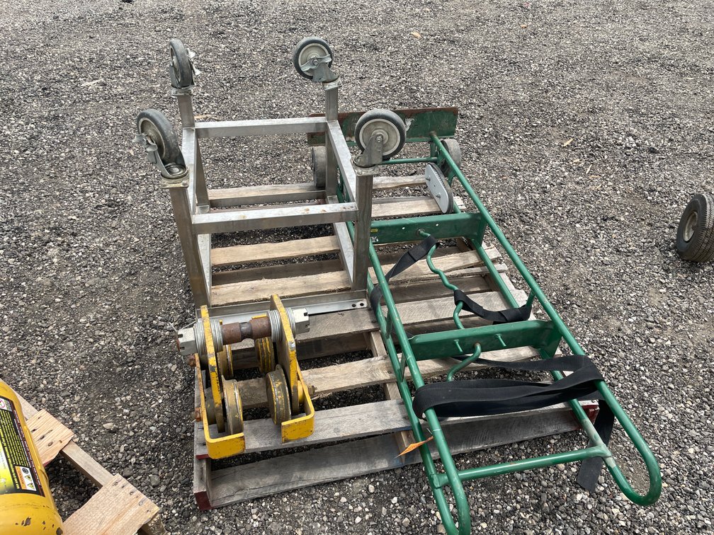 Dolly, Aluminum Cart and Budgit 6,000 lb. I-Beam Trolley