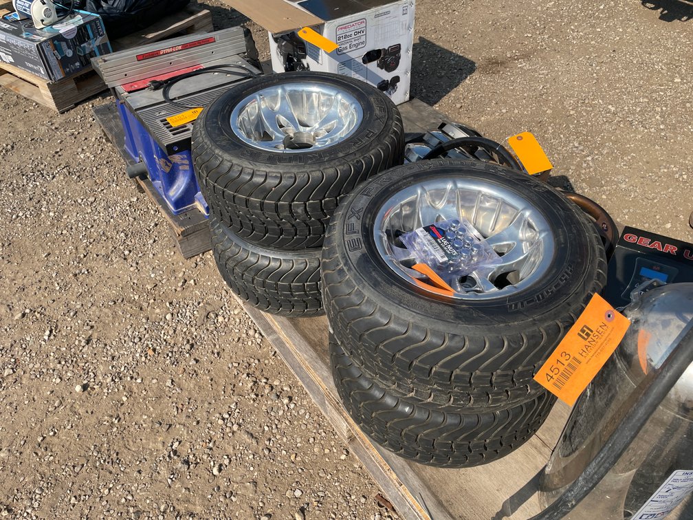 Set of (4) Chrome Golf Cart Wheels and Tires
