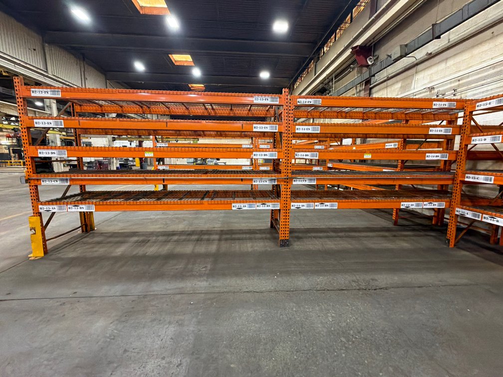 (2) Sections of Teardrop Pallet Racking