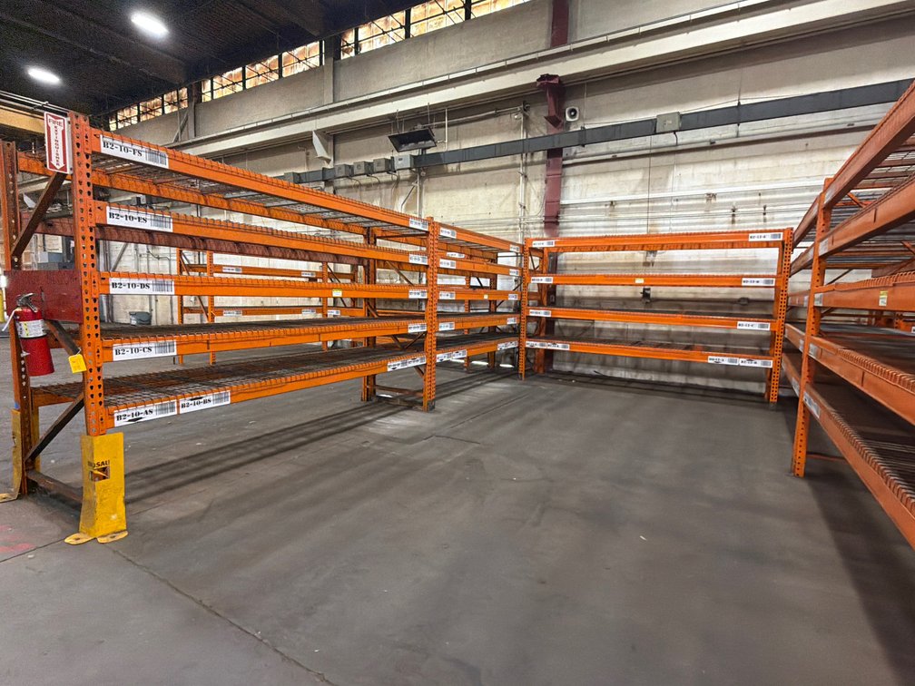 (3) Sections of Teardrop Style Pallet Racking