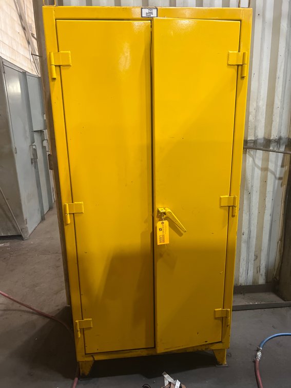 Strong Hold Heavy Duty Double Door Industrial Storage Cabinet with Contents