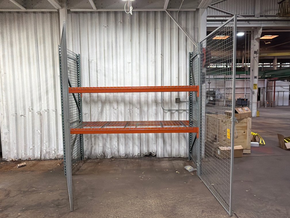 Section of Caged Teardrop Pallet Racking