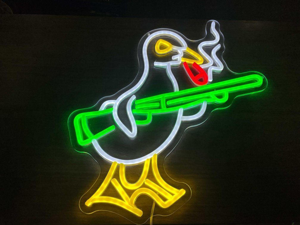 Smoking Duck with Shotgun LED Neon Sign (T3)